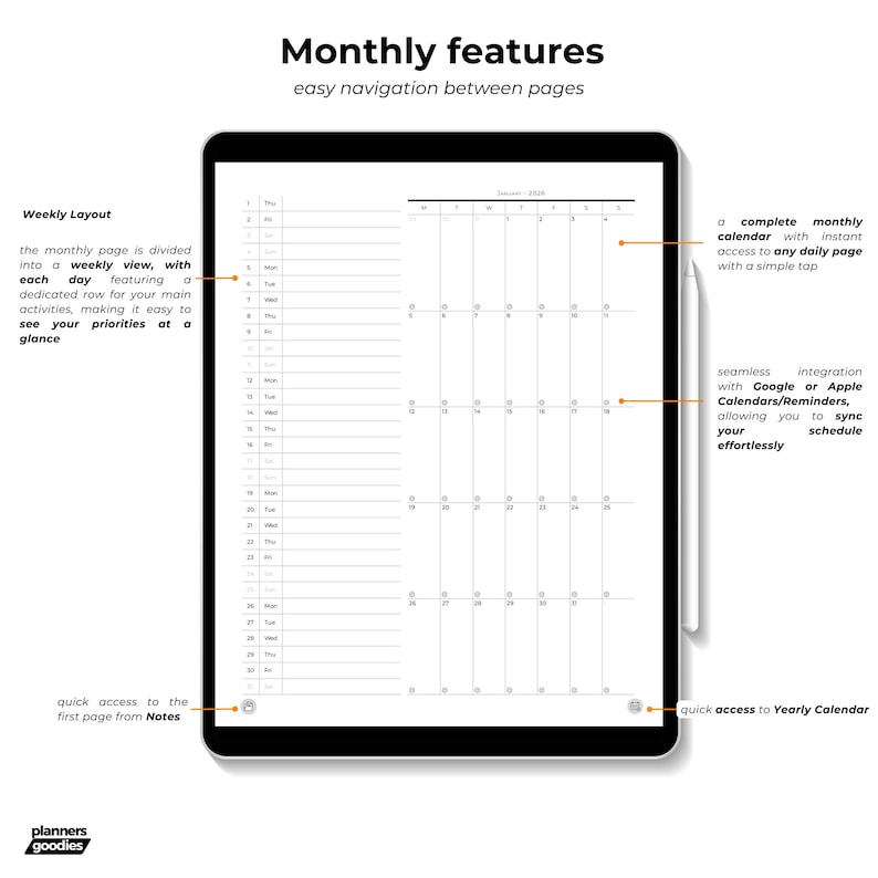 2026 Digital Planner for Samsung Notes Digital Planner 2026 for Android Tablet Planner with Google Calendar Digital Agenda Dated image 2