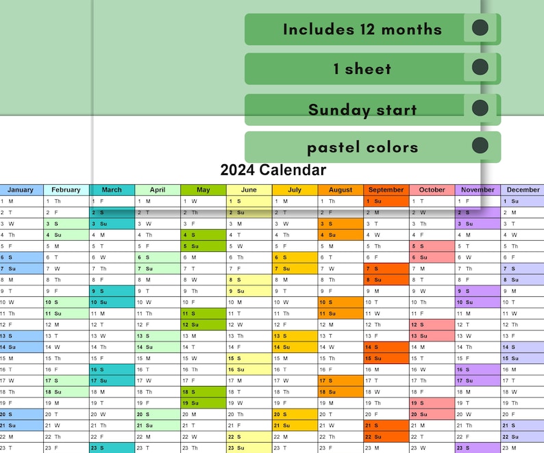 Google Sheets Calendar 2024 Monthly Calendar Productivity Planner Task