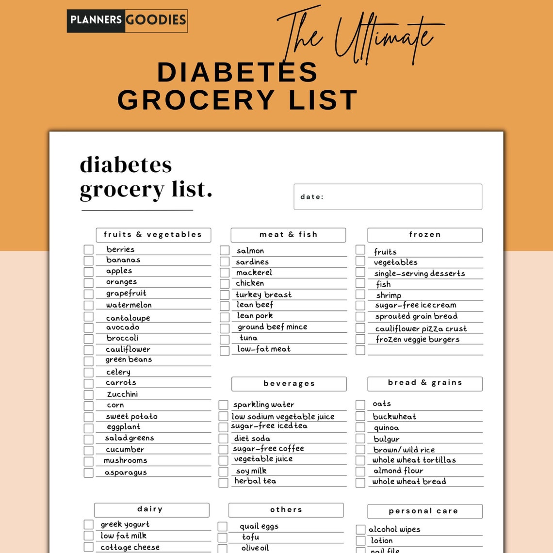 Printable Food List for Diabetics Diabetes Grocery List, Food Shopping ...