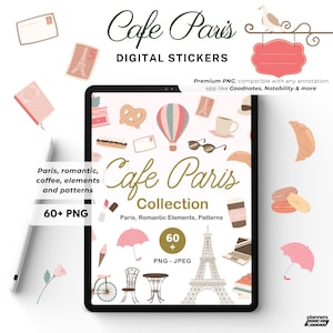 Cafe Paris Clipart French Stickers Paris Png Croissant Stickers for Good Notes Sticker Eiffel Tower Png Cute Pastry Baguette Sticker Macaron