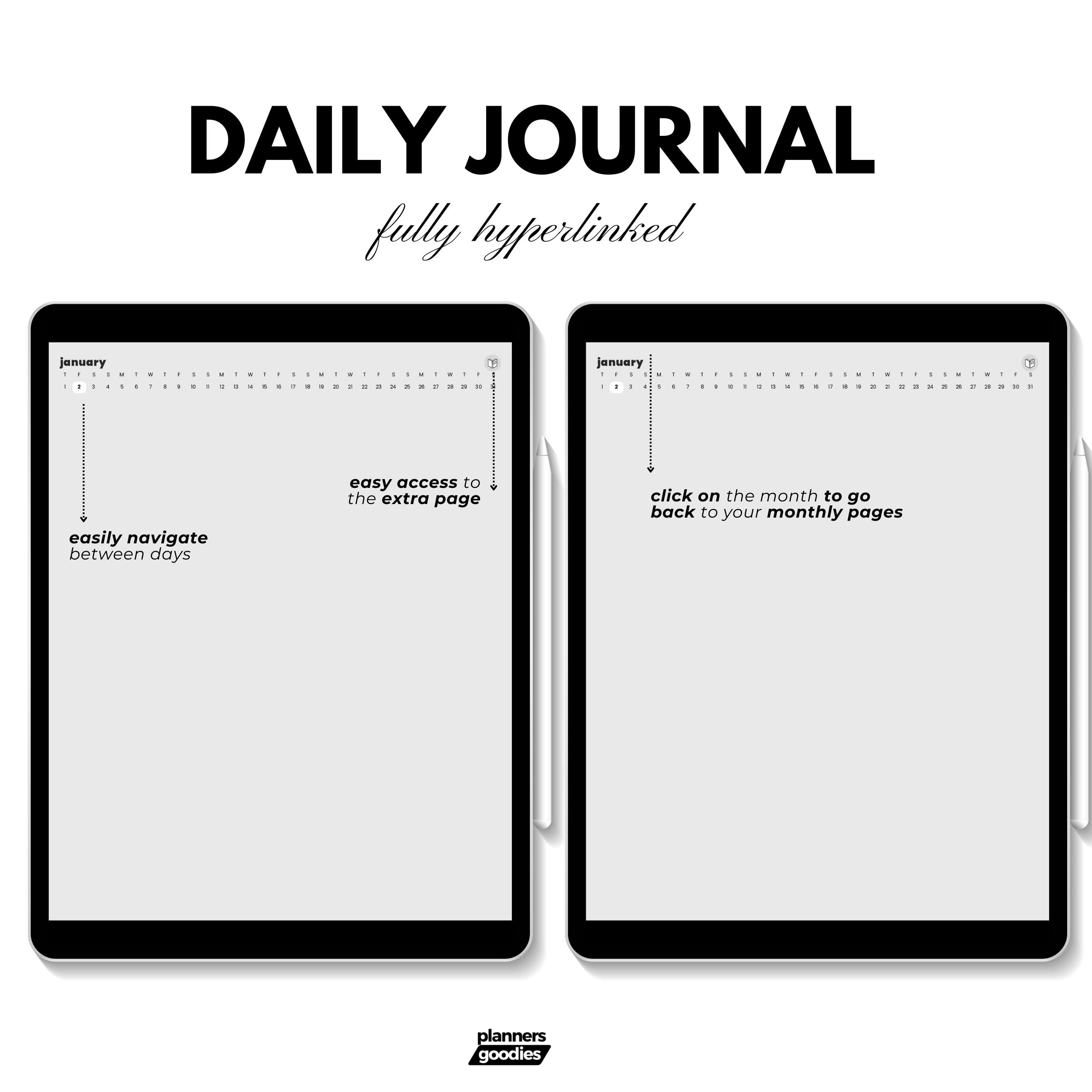 Daily Digital Diary Dated 2026+2025 for Goodnotes and Notability ...