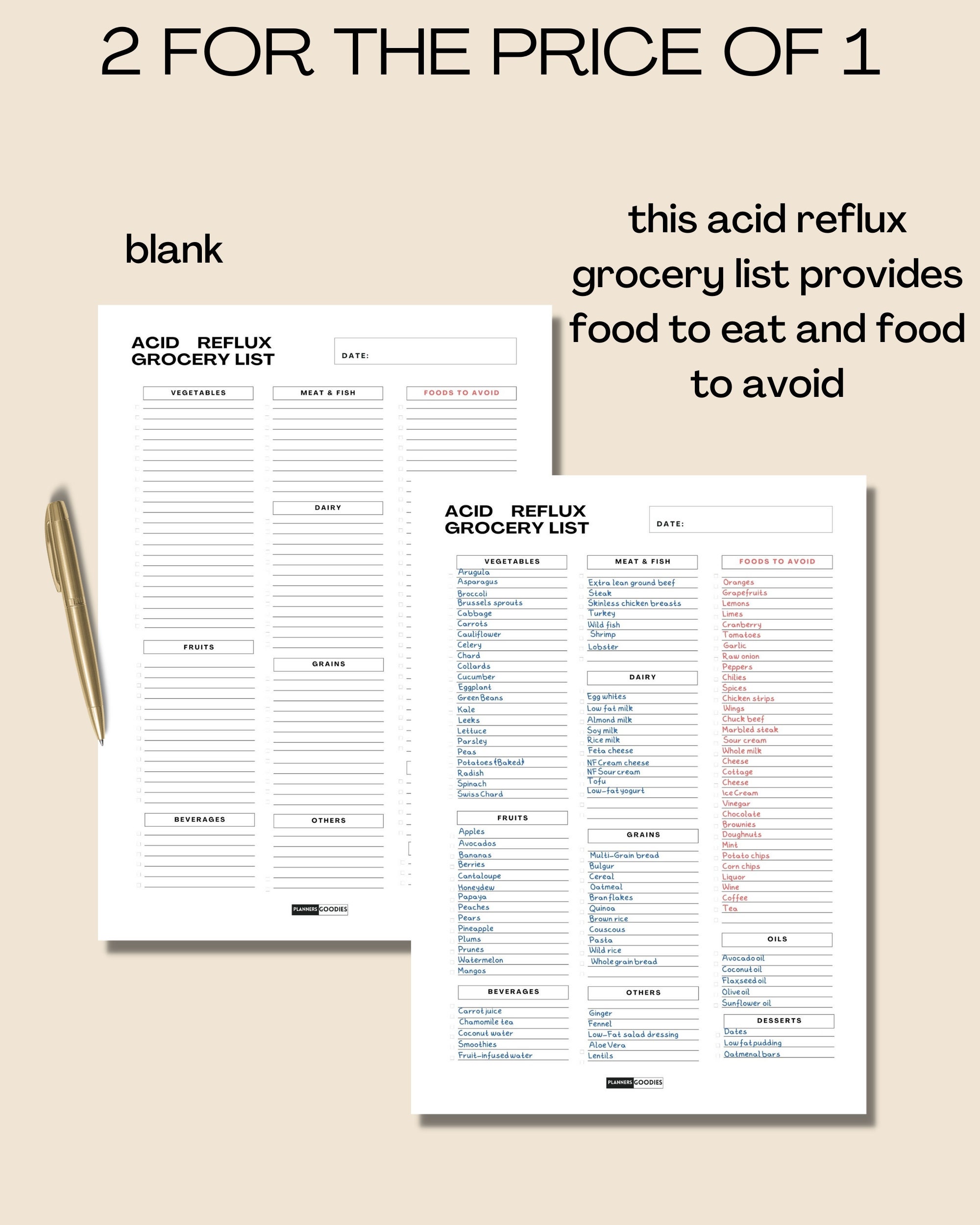 Acid Reflux Grocery Printable List Heartburn Grocery List Diet