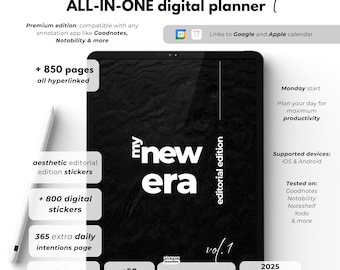 Digital Planner for Samsung Notes Dated Digital Planner with Google Calendar Sync for Android Tablet All-in-One Daily Weekly Monthly