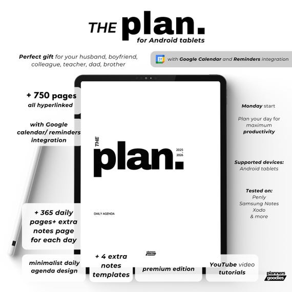 2026 Digital Planner for Samsung Notes Digital Planner 2026 for Android Tablet Planner with Google Calendar Digital Agenda Dated