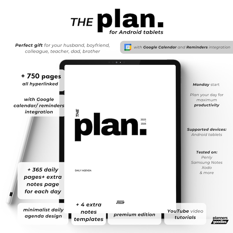 2024 digital planner samsung notes planner dated android planner with google calendarxodo planner