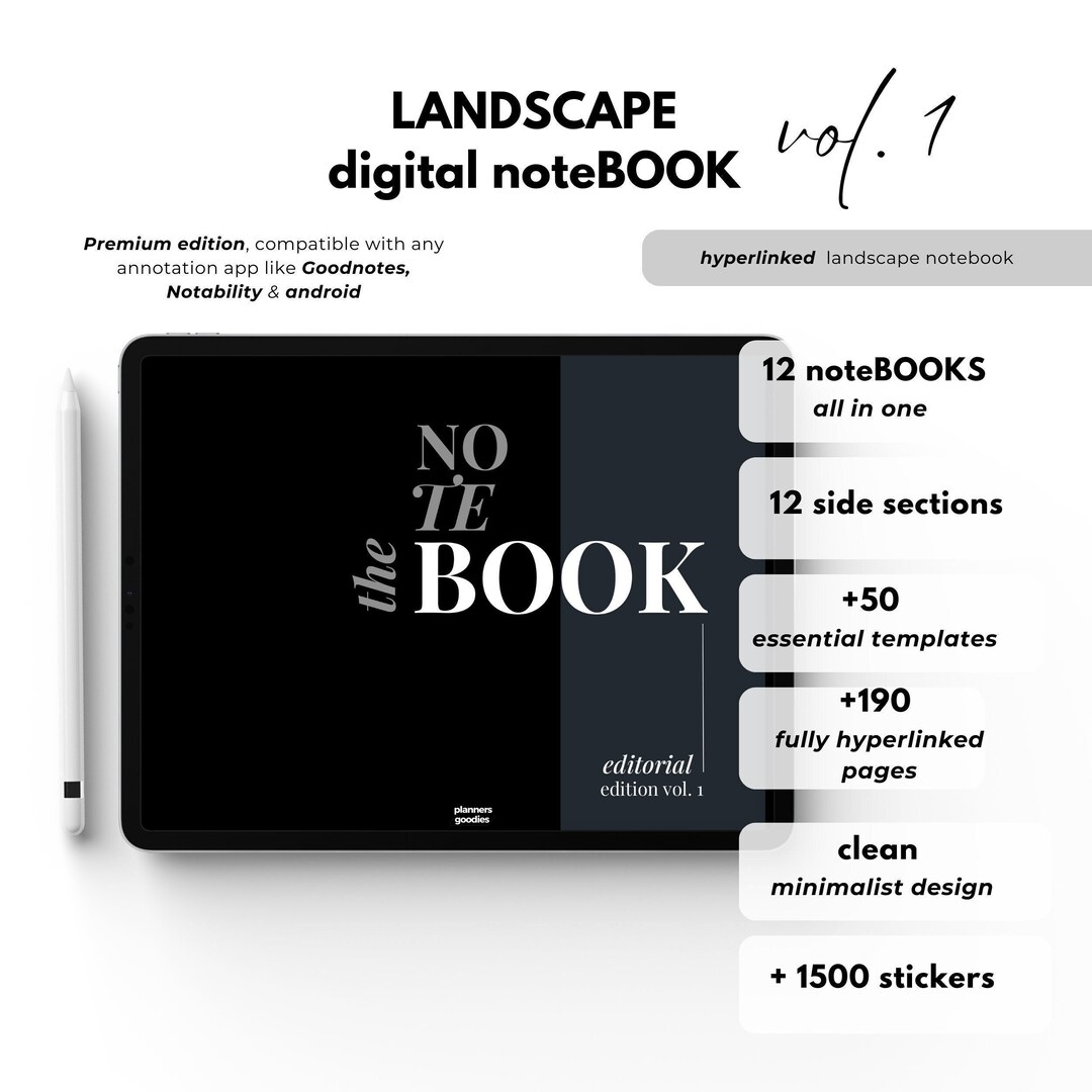 Good Notes Landscape Notebook Digital Notebook Landscape Subsection for Goodnotes Student Notebook ...