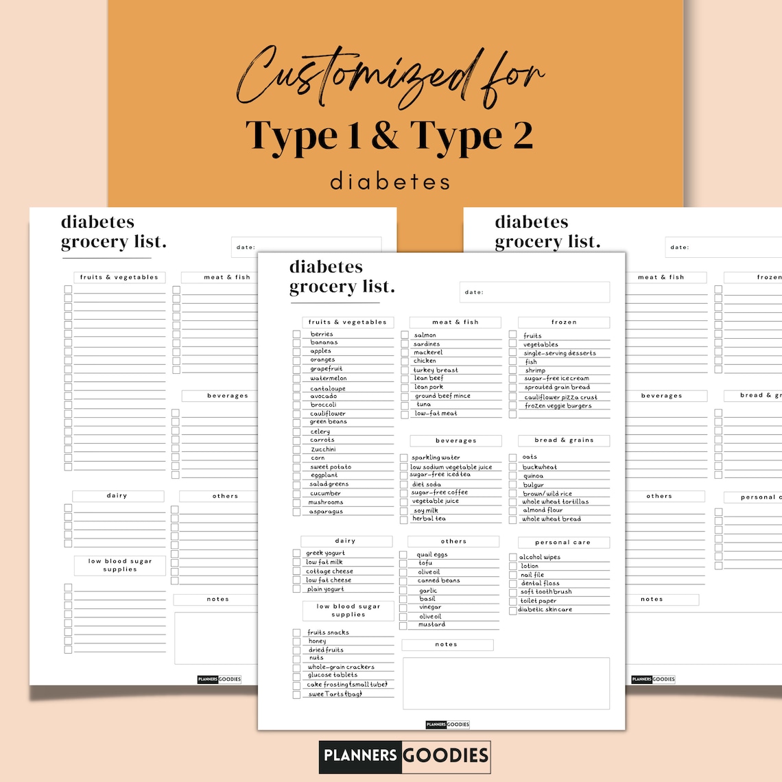 Printable Food List for Diabetics Diabetes Grocery List, Food Shopping List, Diabetic Meal
