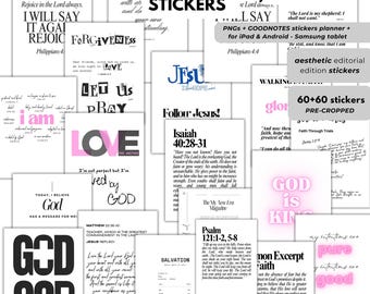 Faith Bundle PNG for Digital Planners Bible Journals Christian Prayer Journal Sticker for Goodnotes Bible Verse Stickers Dark Mode Planner