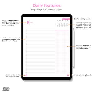 Pink Agenda Digital 2026 for iPad Business Planner for Goodnotes Daily Dated Agenda with Meeting Notes by Planners Goodies with Reminders image 4