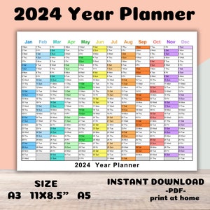 2024 Premade 8.5x11 Unaltered Landscape Blank Scrapbook Calendar - Colorful