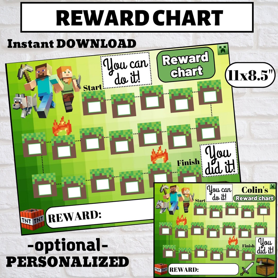 Minecraft Reward Chart for Kids A Fun Way to Reward Good - Etsy