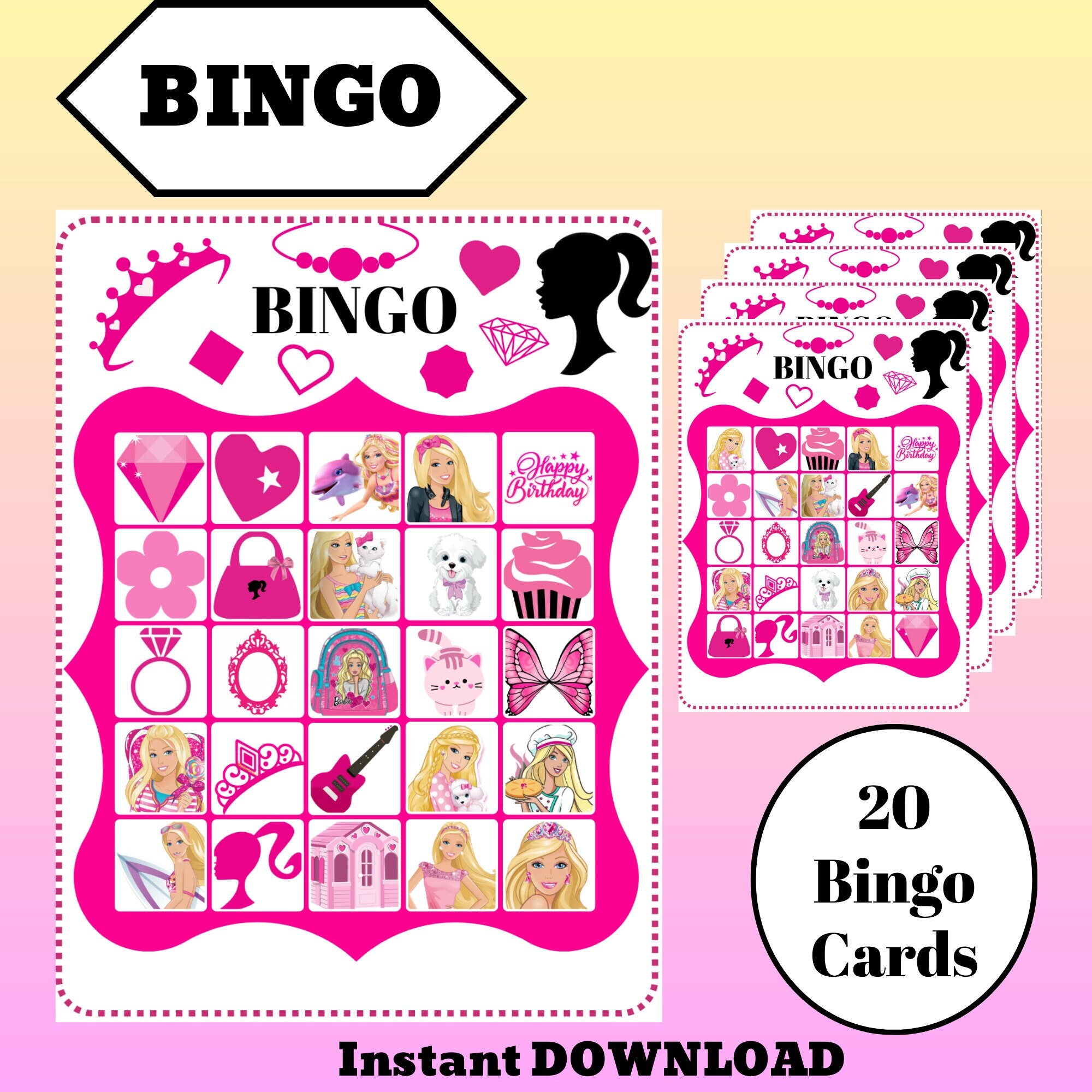 Dolls Activities Printable Doll Bingo Game Download Instant Etsy