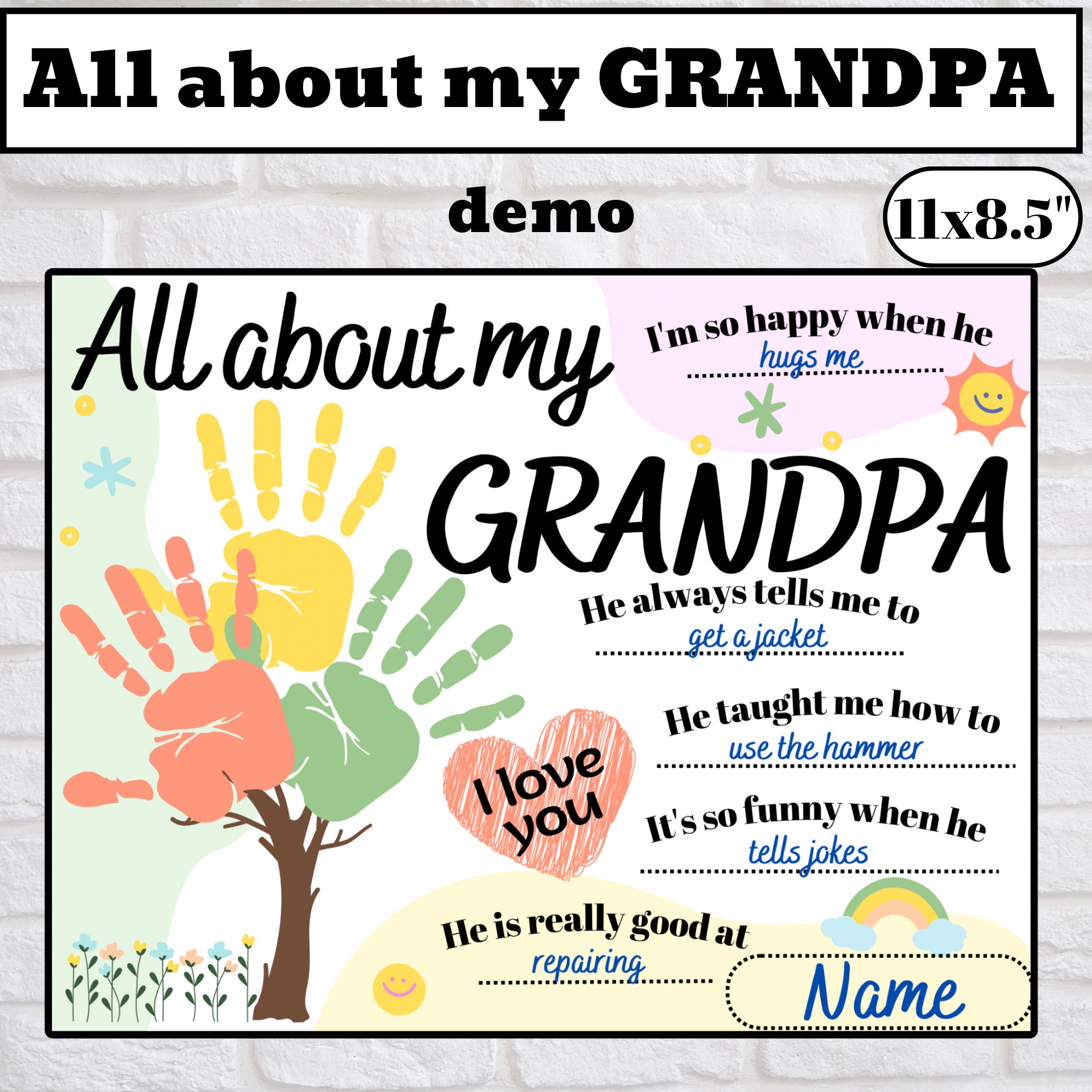All About GRANDPA Printable Personalized Gift Digital - Etsy