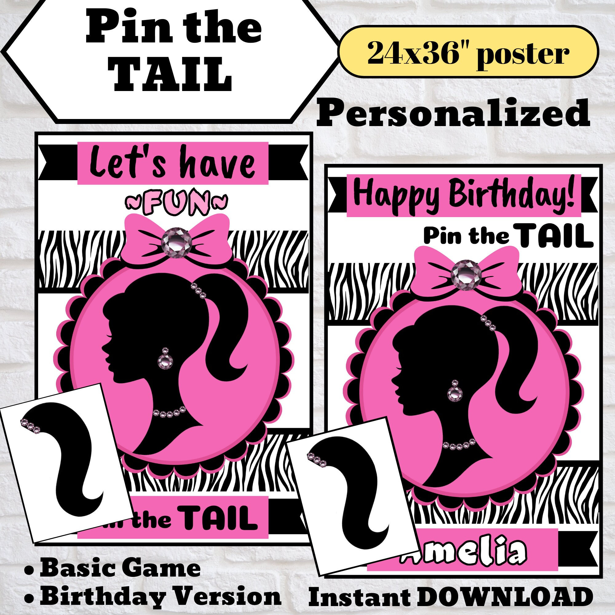 pin-the-tail-game-activity-kit-dolls-birthday-game-birthday-etsy