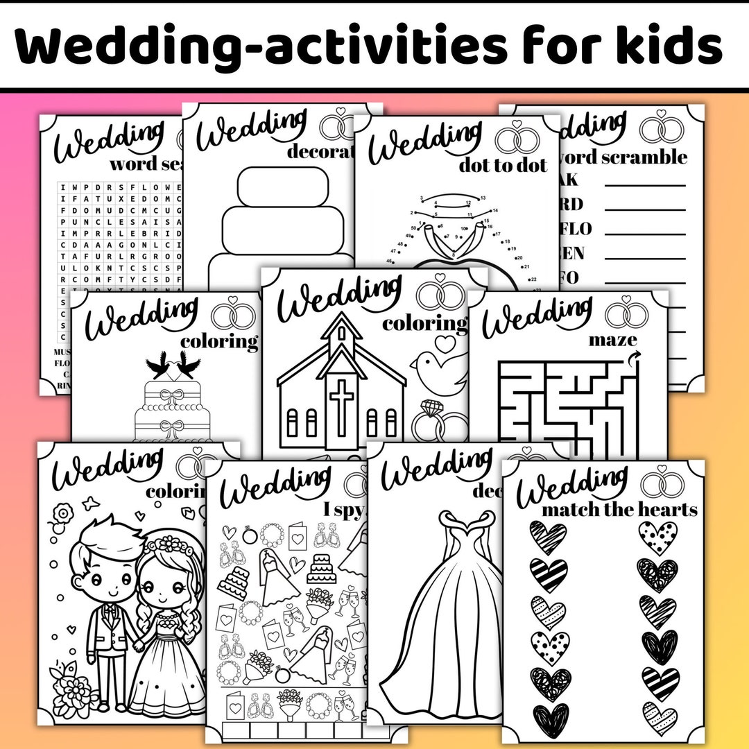 Wedding Activity Pages Activity Sheets for Weddings - Etsy