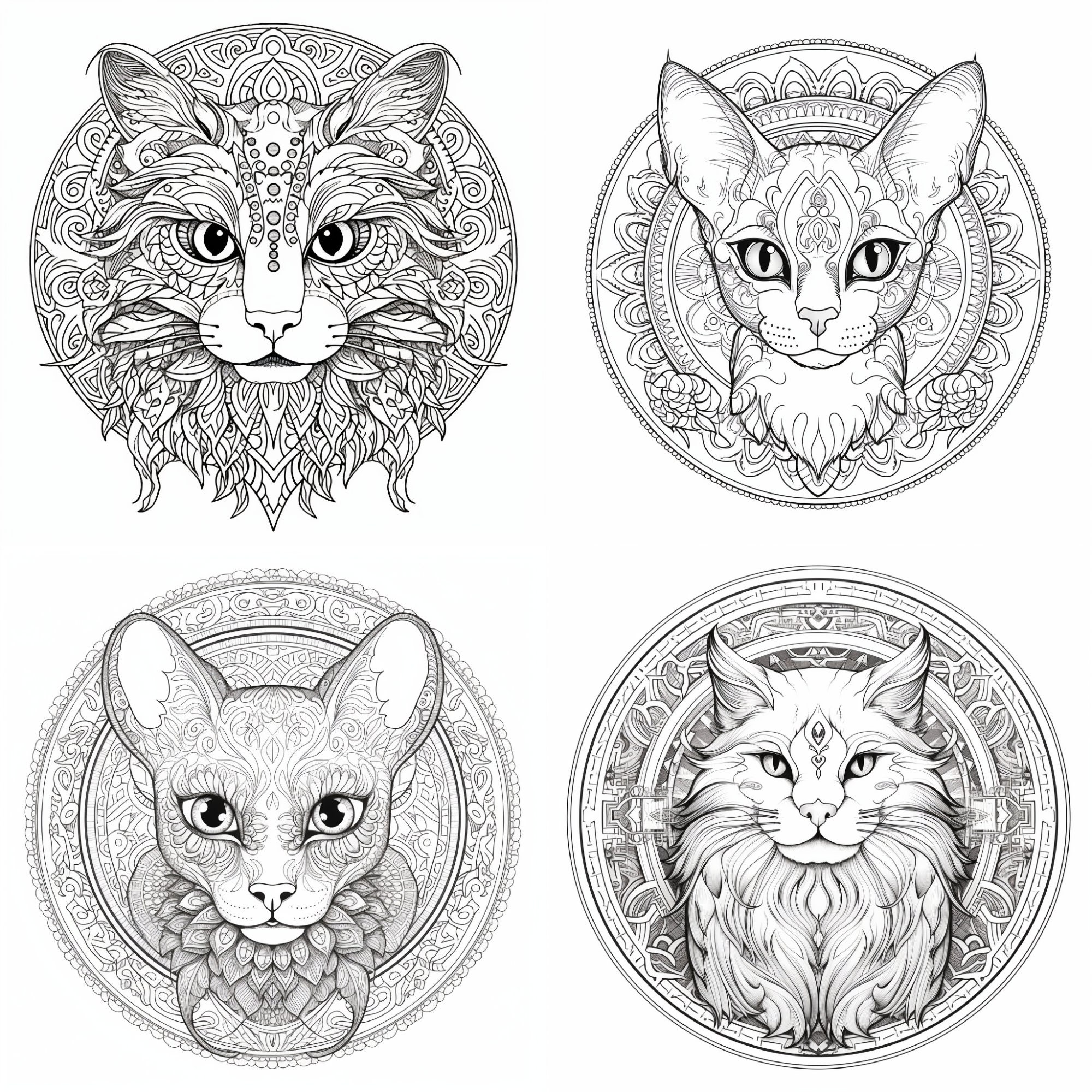 10 Mandala Kitten Coloring Pages Printable for Relaxation
