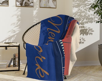 New York City Skyline Velveteen Minky Blanket