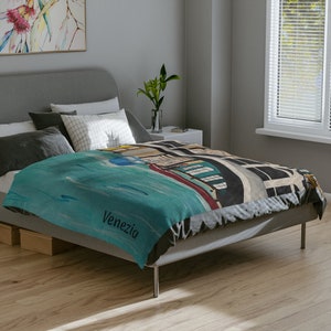Venice Italy Velveteen Minky Blanket