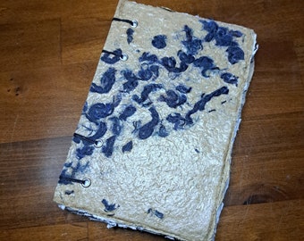 Handbound Coptic journal/notebook/diary/sketchbook out of recycled handmade paper with deckled edges (Mixed Media #1)