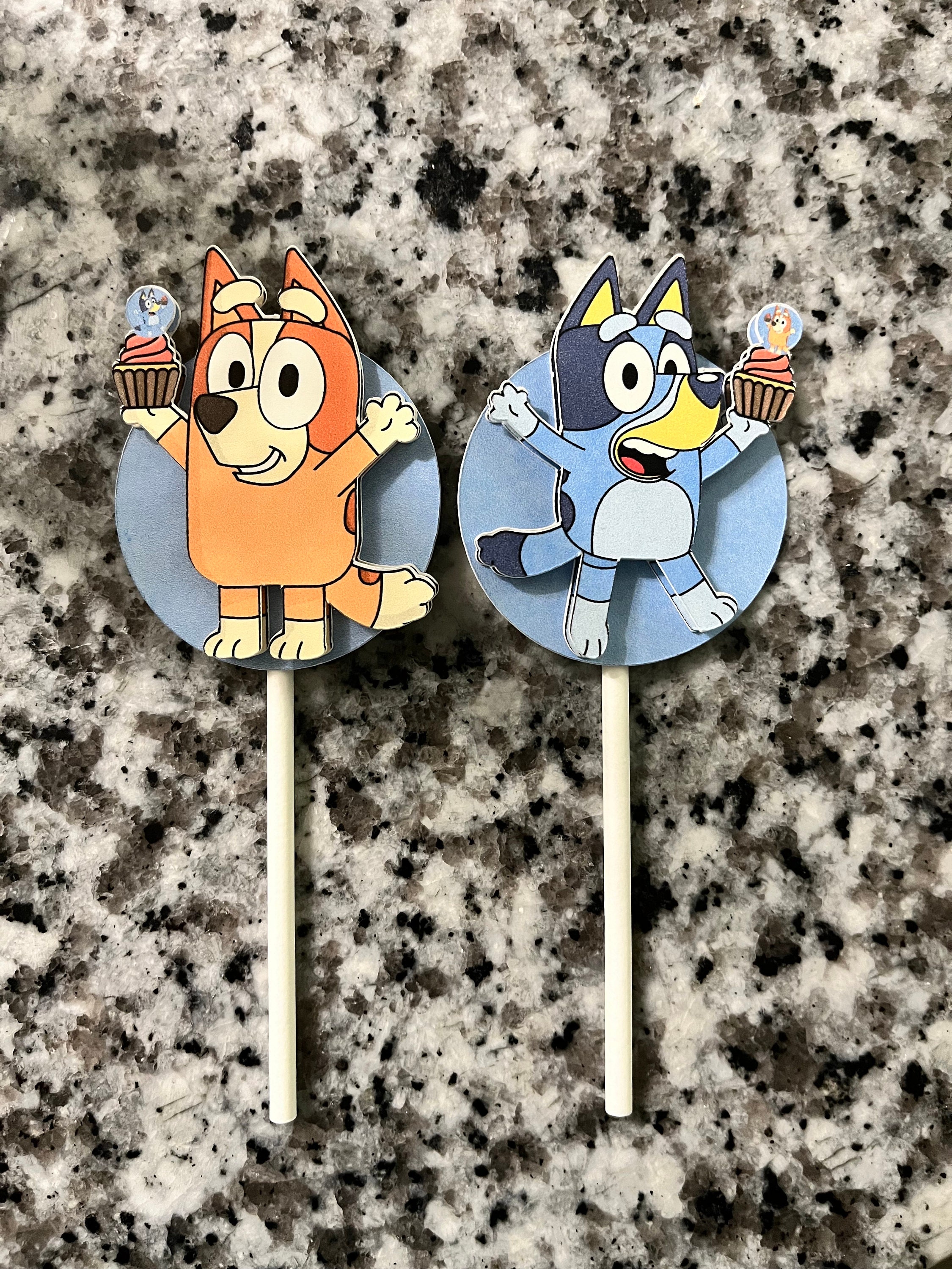 3D Handmade Bluey Cupcake Toppers