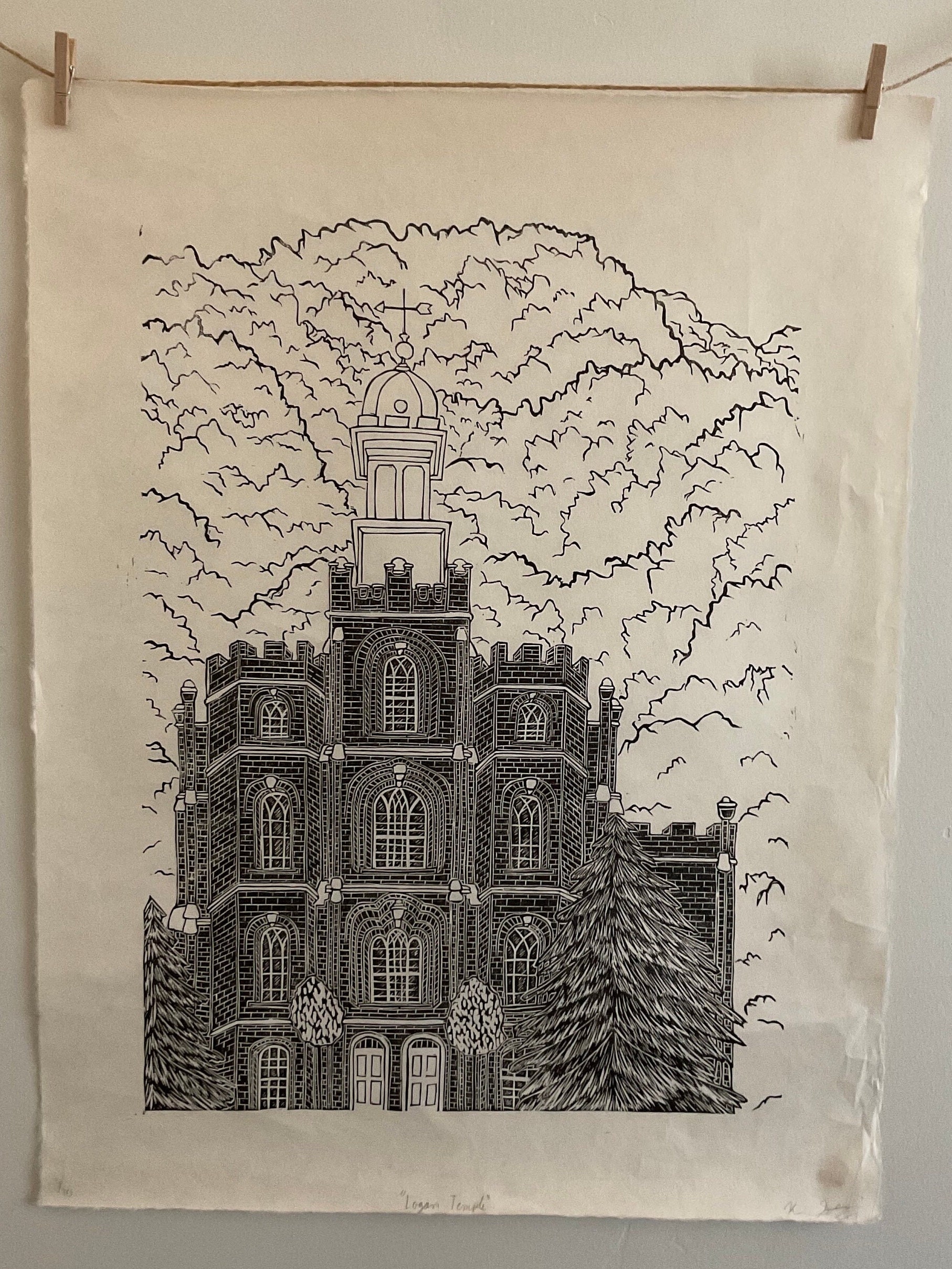 Logan Temple Relief Print