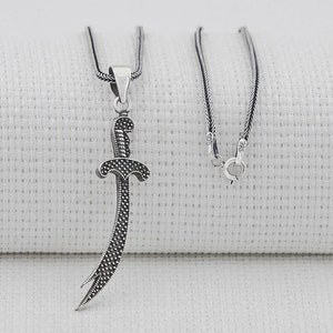 Collar con colgante de plata con espada Zulfiqar con diseño de puntos Collar con colgante Zulfikar de plata esterlina 925K P571989