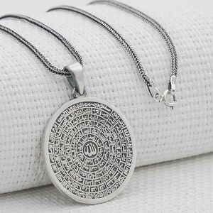 Al Asma ul Husna 925 Sterling Silver Pendant Necklace - Arabic Scripture Charm Good Luck - The 99 Beautiful Names of Allah Necklace P571861