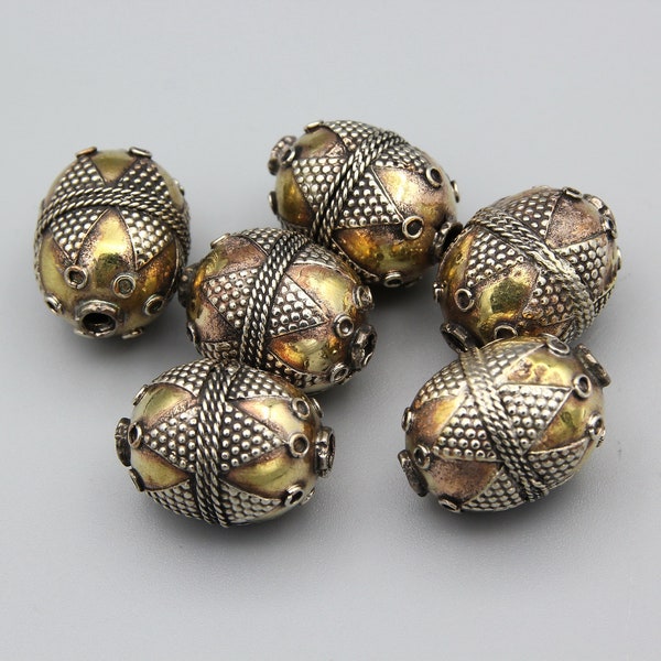 Set of 6 pcs Turkoman Kazakh Beads Ethnic Tribal beads jewelry making beads partial gold color beads jewelry supplies Beads 20x15mm B591000