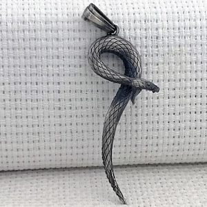 925 Sterling Silver Snake Pendant Necklace, Black Mamba Snake Figure Design Pendant, Animal Lover Pendants, Snake Pendant N57882