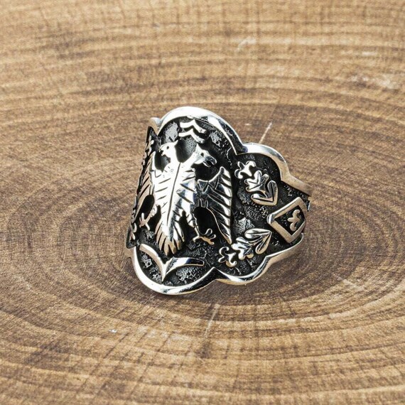 Solid 925 Sterling Silver IYI Kayi Tribe Archer Thumb Ring For Men | Adjustable Size (US 10.5-14) | Turkish Made, Gift Box