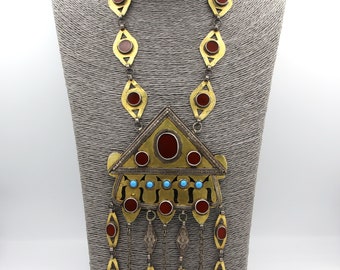 Vintage Turkmen Silver Necklace: Red Agate, Tekke Tribe Jewelry - Etsy