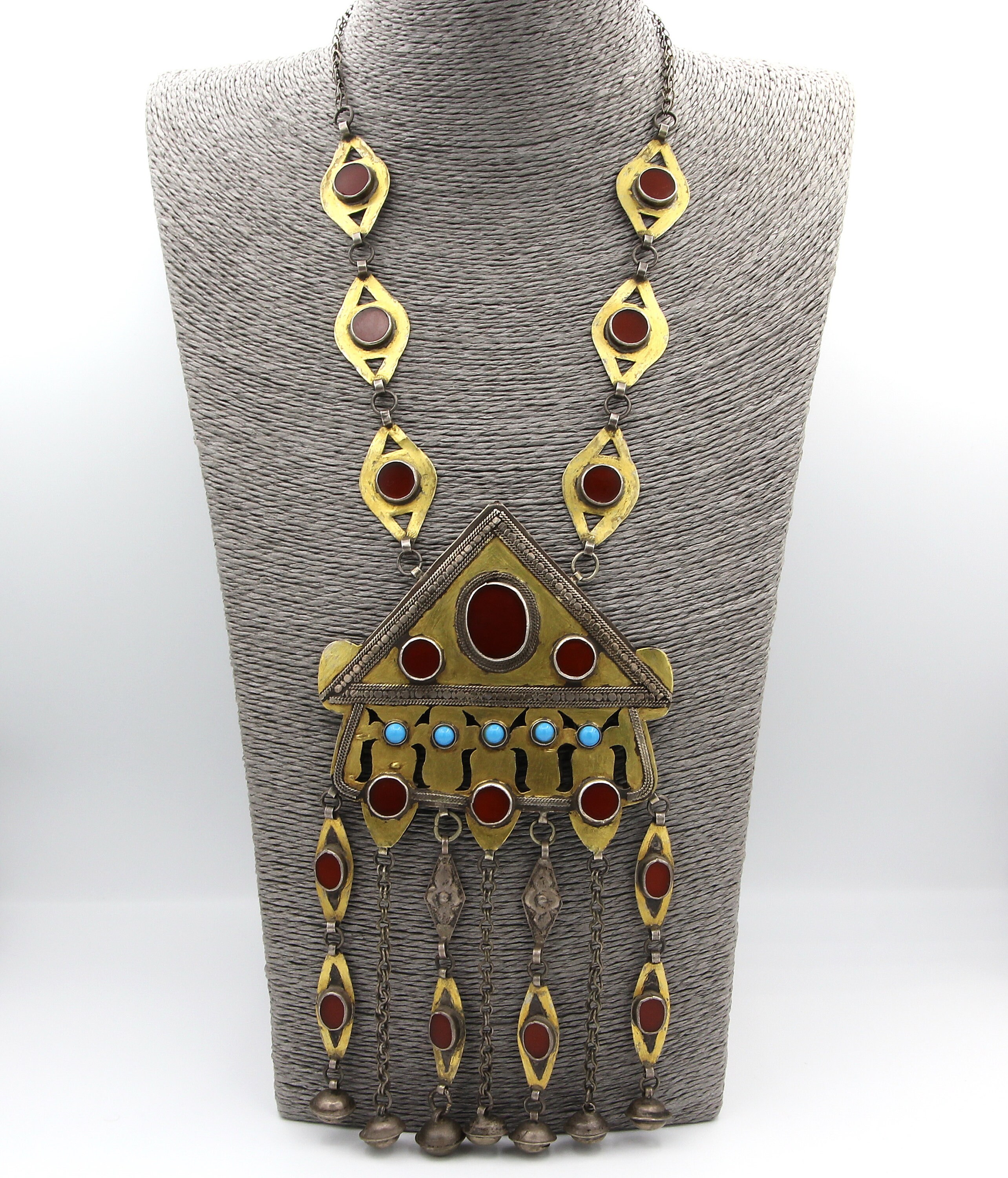 Vintage Turkmen Silver Necklace: Red Agate, Tekke Tribe Jewelry - Etsy