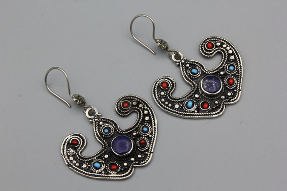 Lapis lazuli Stone Earrings, Afghan Earrings, dro… - image 3