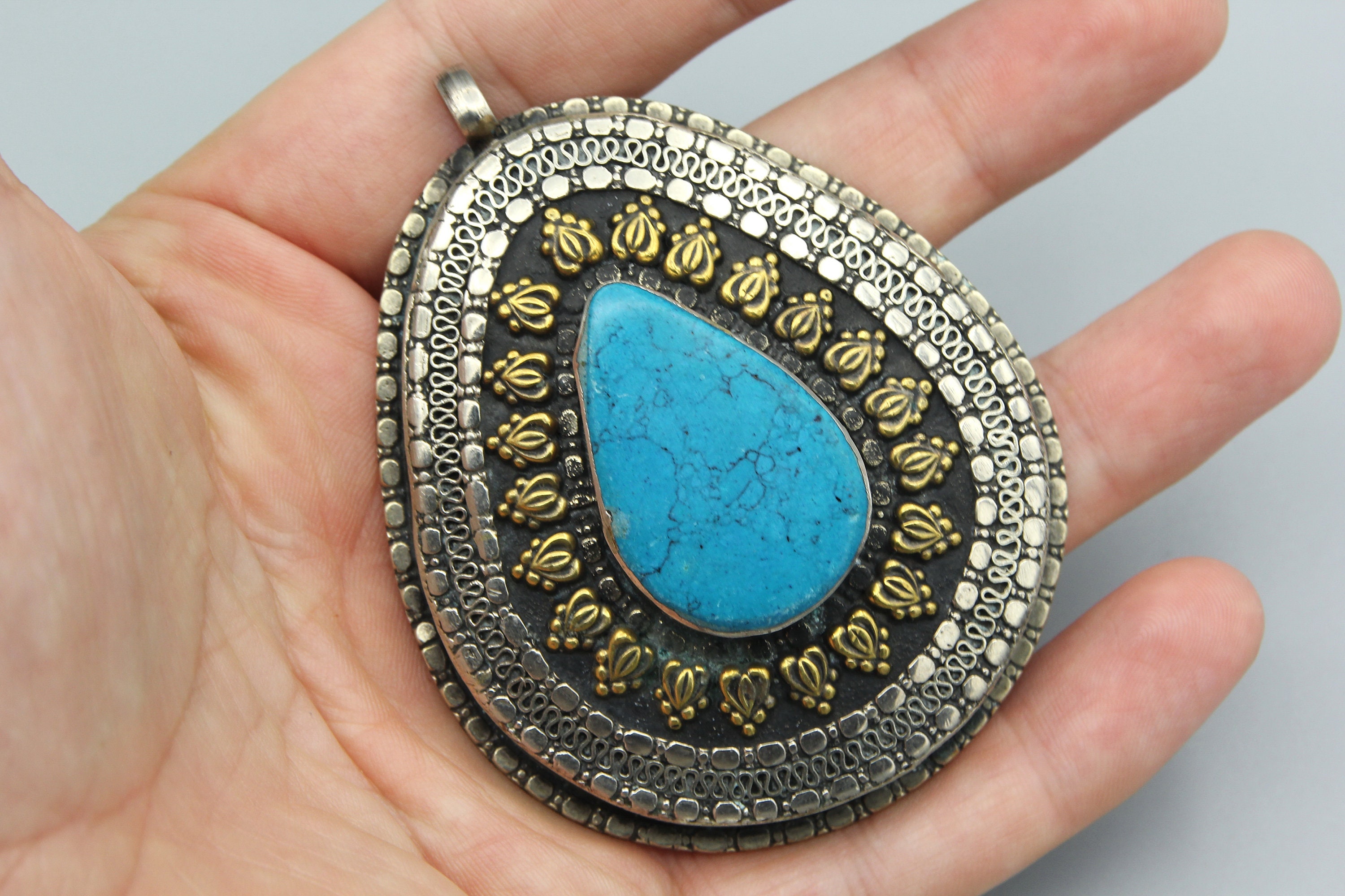 ヴィンテージアフガンティアドロップペンダント：民族部族の