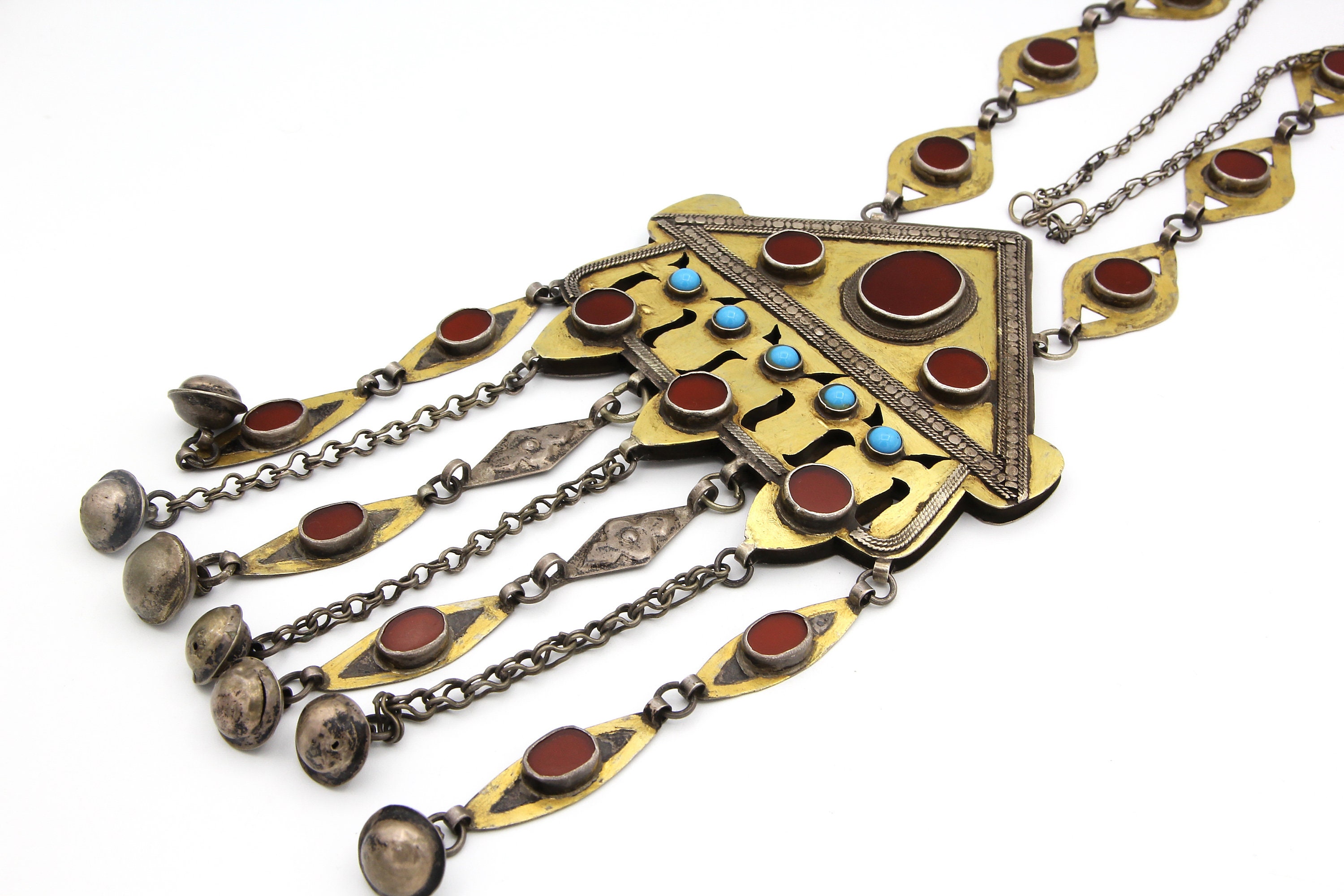 Vintage Turkmen Silver Necklace: Red Agate, Tekke Tribe Jewelry - Etsy