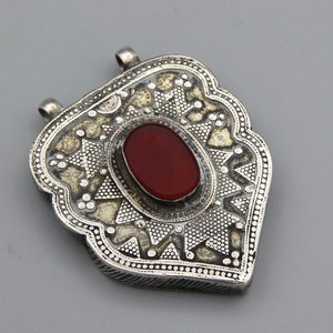 Vintage Silver Pendant Afghan Kazakh Style Ethnic Tribal Jewelry Red Agate Stone Pendant Handmade Unique Pendant gifts for her P572531