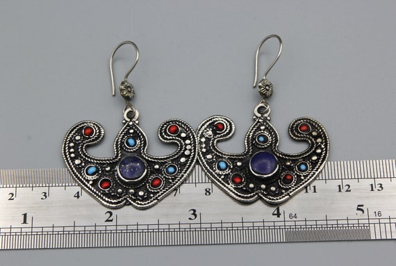 Lapis lazuli Stone Earrings, Afghan Earrings, dro… - image 5