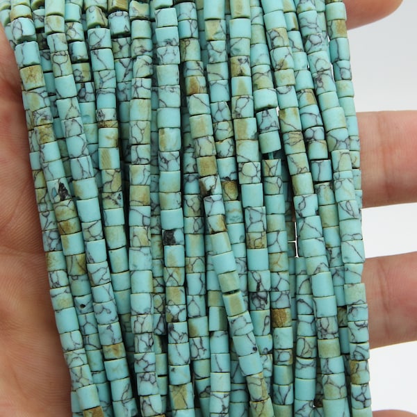 4mm Afghan Beads Tube Turquoise Gemstone Seed Beads Heishi Hand Cut Beads Loose Beads Semiprecious Bead Jewelry Making 1 Strands B81250