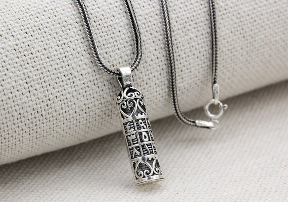 Sterling Silver Arabic Abjad Pendant Necklace: Islamic Quran Dua