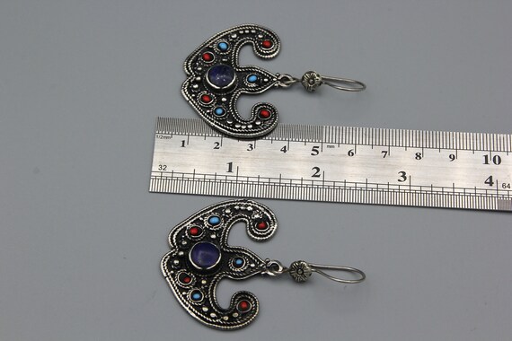 Lapis lazuli Stone Earrings, Afghan Earrings, dro… - image 6