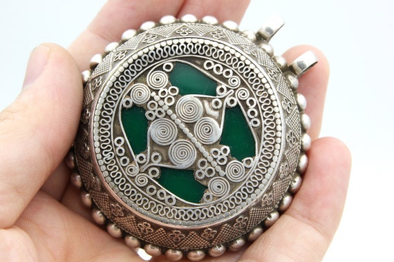 Vintage 925 Sterling Silver Pendant Afghan Kazakh… - image 6