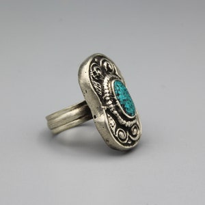 Vintage Ring - Turquoise Ring - Kuchi Ethnic Tribal hand made ring - hand crafted Ring Size 8 US R6127786
