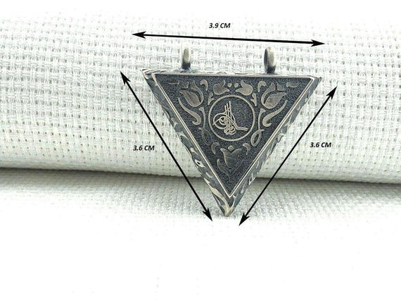 Rose Pattern 925 Sterling Silver Triangle Taweez … - image 3