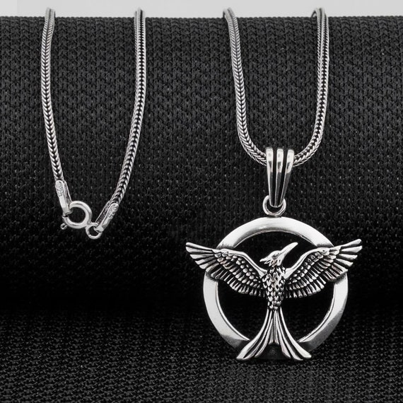 Sterling Silver Anka Bird Pendant Necklace Handmade Animal Jewelry  silver bird necklace gift for him gift for her