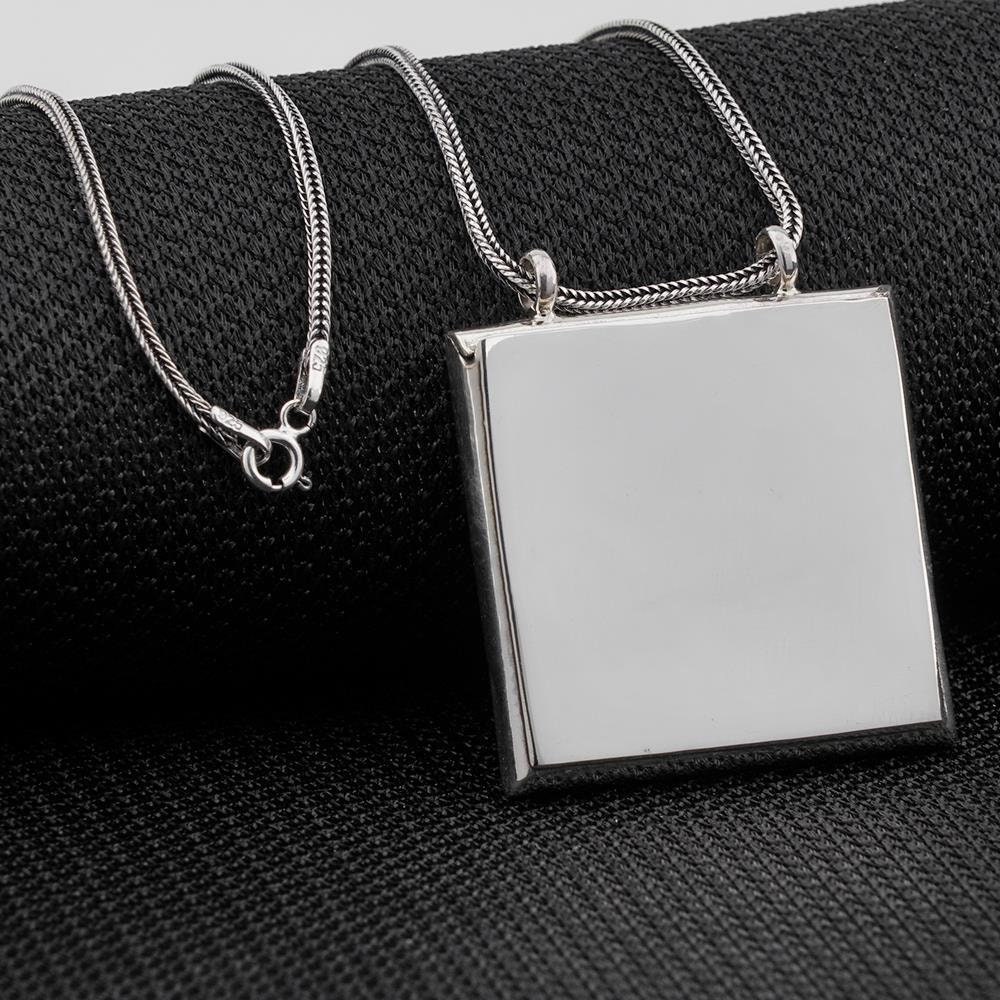 Heren Taweez houder hanger ketting - sterlingzilver Taveez amulet bedel medaillon - vierkante gebedsdoos - handgemaakte heren hanger ketting #1155 - België