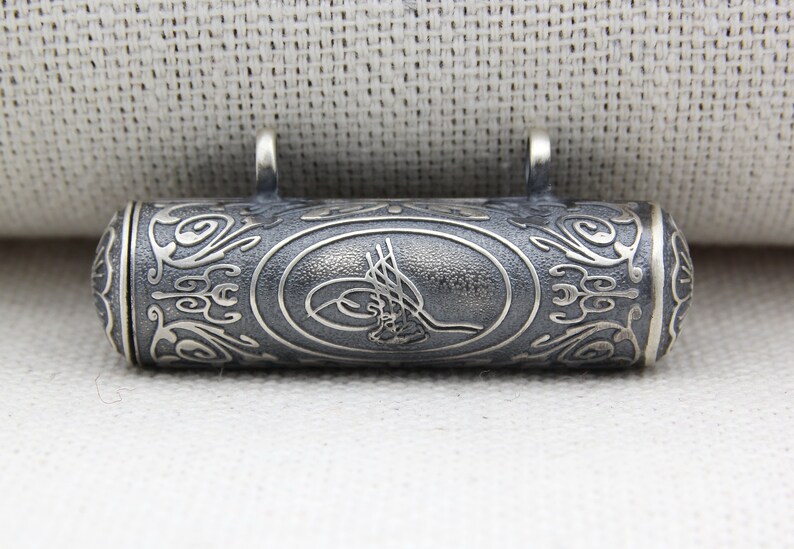 Cylinder Tube Taweez Locket 925 Sterling Silver Pendant Necklace Prayer