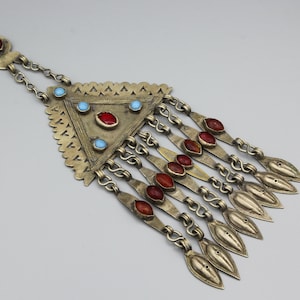 Vintage Afghan Turkmen Large Pendant With Dangle Ethnic Tribal Kuchi Pendant Belly Dance Pendant Turkmenistan Pendant Jewelry P503699