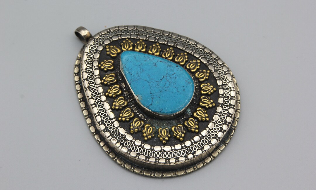 アフガニスタンアンティークネックレス ヴィンテージアフガンティアドロップペンダント：民族部族の