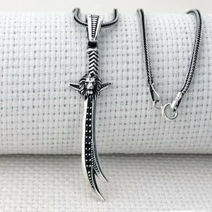 Zulfikar Sword 925 Sterling Silver Pendant Necklace,Men Necklace, Hazrat Ali Sword Arabic Script, Gifts for him, Fathers Day Gift N57949