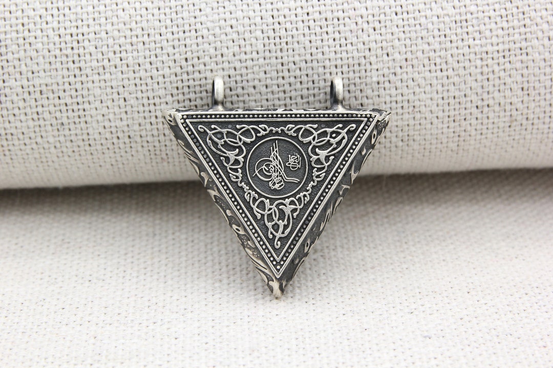 Small Triangle Taweez Locket 925 Sterling Silver Pendant Silver Prayer